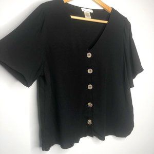 Urban Romantics Black Buttoned Blouse-L